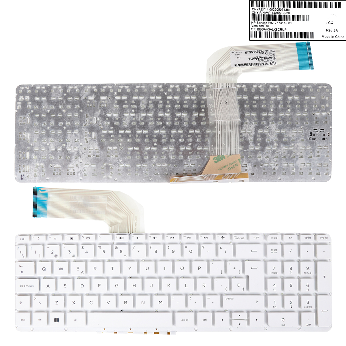 Picture of New Replacement Laptop Keyboard For HP Pavilion 15-P 17-F WHITE (Without FRAME,Win8) SP Layout